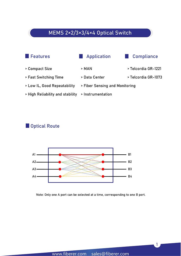 2x2 3x3 4x4 MEMS Optical Switch specification\2x2 3x3 4x4 MEMS Optical Switch specification